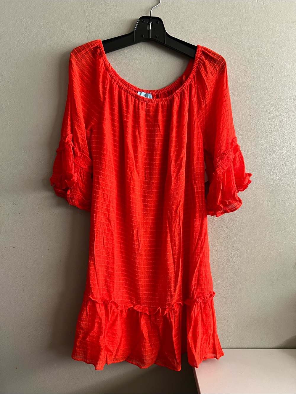 New CeCe Ipanema Stroll Poppy Red Ruffle Tiered Dress Women's M